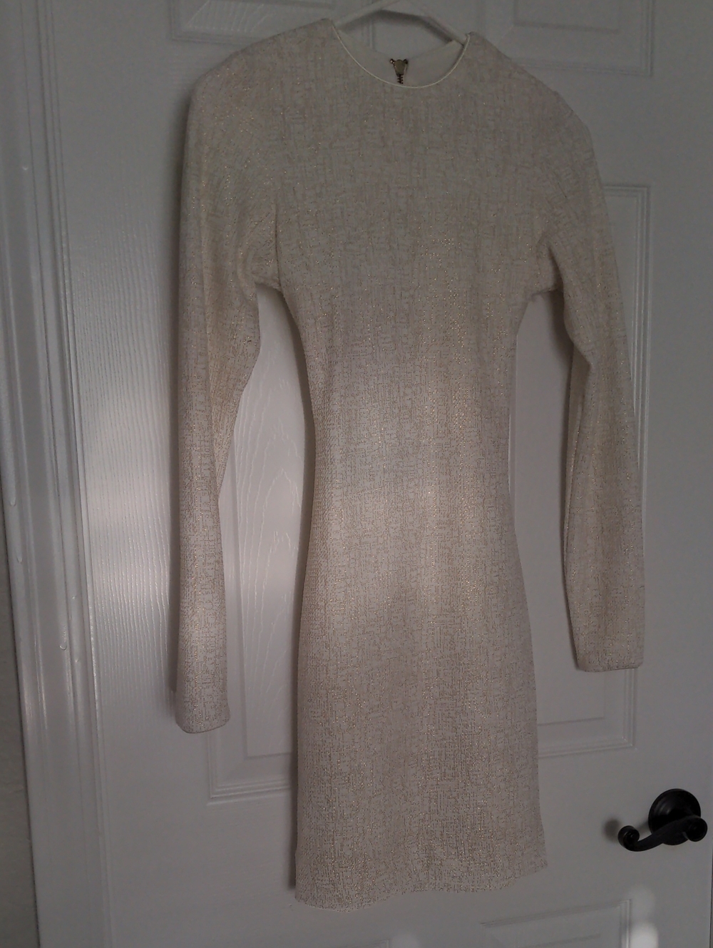 Dress the Population Cream Long Sleeve Bodycon Dress